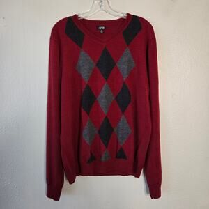 Merino Wool Blend Argyle Sweater Size XL Diamond Classic Preppy Academia Career